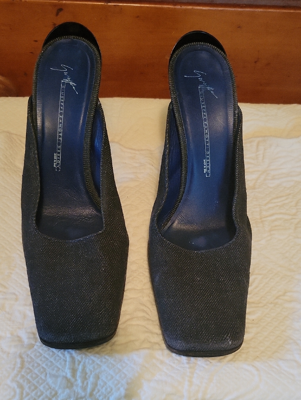 Vintage Giuseppe Zanotti Dark Denim Square-Toe Slip-On Mules Size 40/10